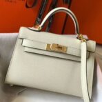 HERM Kelly Mini II Bag In White   GHW