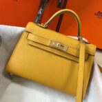 HERM Kelly Mini II Bag In Yellow   GHW
