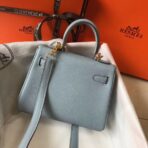 HERM Kelly 20cm Bag In Blue Lin   GHW - Image 2
