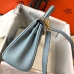 HERM Kelly 20cm Bag In Blue Lin   GHW - Image 3
