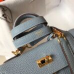 HERM Kelly 20cm Bag In Blue Lin   GHW - Image 4
