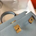 HERM Kelly 20cm Bag In Blue Lin   GHW - Image 5