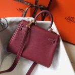 HERM Kelly 20cm Bag In Bordeaux lemence  GHW - Image 2