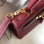 HERM Kelly 20cm Bag In Bordeaux lemence  GHW - Image 6
