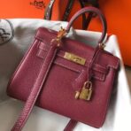 HERM Kelly 20cm Bag In Bordeaux lemence  GHW