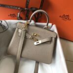 HERM Kelly 20cm Bag In Grey   GHW - Image 2