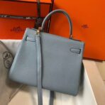 HERM Kelly 25cm Retourne Bag In Blue Lin - Image 2