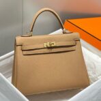 HERM Kelly 25cm Retourne Bag In Chai   GHW