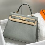 HERM Kelly 25cm Retourne Bag In Gris Meyer