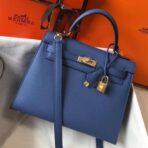 HERM Kelly 25cm Sellier Bag In Agate Blue