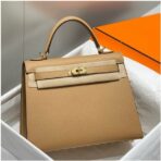 HERM Kelly 25cm Sellier Bag In Chai   GHW