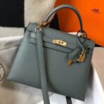 HERM Kelly 25cm Sellier Bag In Vert Amande