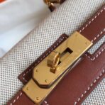 HERM Kelly 28cm Bag In Canvas With Barenia - Image 7