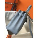 HERM Kelly 28cm Bag In Blue Lin   GHW - Image 3