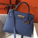 HERM Kelly 28cm Bag In Blue Agate   GHW
