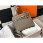 HERM Kelly 28cm Bag In Gris Asphalt   GHW - Image 4