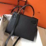HERM Kelly 28cm Bag In Black   GHW - Image 2