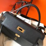 HERM Kelly 28cm Bag In Black   GHW - Image 4