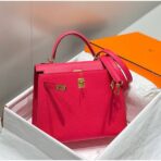 HERM Kelly 28cm Bag In Rose Extreme   GHW - Image 3