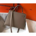 HERM Kelly 28cm Bag In Taupe Grey   GHW - Image 2