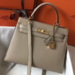 HERM Kelly 28cm Bag In Gris Tourterelle   GHW