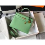 HERM Kelly 28cm Bag In Vert Criquet   GHW - Image 3