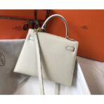 HERM Kelly 28cm Bag In White   GHW - Image 2