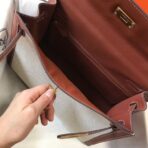 HERM Kelly 32cm Bag In Toile Canvas With Barenia - Image 8