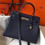 HERM Kelly 32cm Bag In Dark Blue   PHW