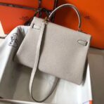 HERM Kelly 32cm Bag In Pearl Grey   GHW - Image 2