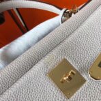 HERM Kelly 32cm Bag In Pearl Grey   GHW - Image 7