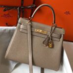 HERM Kelly 32cm Bag In Gris Tourterelle   GHW