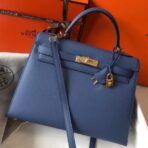 HERM Kelly 32cm Bag In Blue Agate   GHW