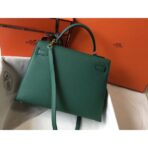 HERM Kelly 32cm Bag In Vert Vertigo   GHW - Image 2