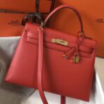 HERM Kelly 32cm Bag In Red   GHW