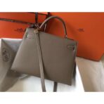 HERM Kelly 32cm Bag In Tuape Grey   GHW - Image 2