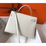 HERM Kelly 32cm Bag In White   GHW - Image 2