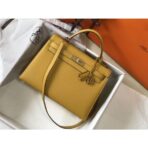 HERM Kelly 32cm Bag In Yellow   GHW - Image 4