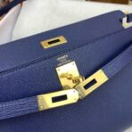HERM Kelly Elan  Bag In Blue Saphir Chevre Mysore - Image 6