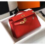 HERM Kelly Pochette Bag In Red - Image 4