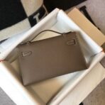 HERM Kelly Pochette Bag In Taupe Grey - Image 3