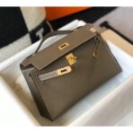HERM Kelly Pochette Bag In Taupe Grey - Image 4