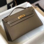 HERM Kelly Pochette Bag In Taupe Grey