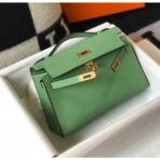 HERM Kelly Pochette Bag In Vert Criquet - Image 4