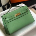 HERM Kelly Pochette Bag In Vert Criquet