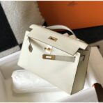 HERM Kelly Pochette Bag In White - Image 3