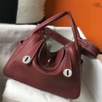 HERM Lindy 26cm Bag In Bordeaux   PHW