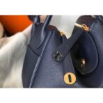 HERM Lindy 26cm Bag In Navy Blue   GHW - Image 3