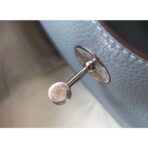 HERM Lindy 30cm Bag In Blue Lin   PHW - Image 7