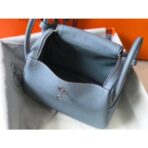HERM Lindy 30cm Bag In Blue Lin   PHW - Image 8